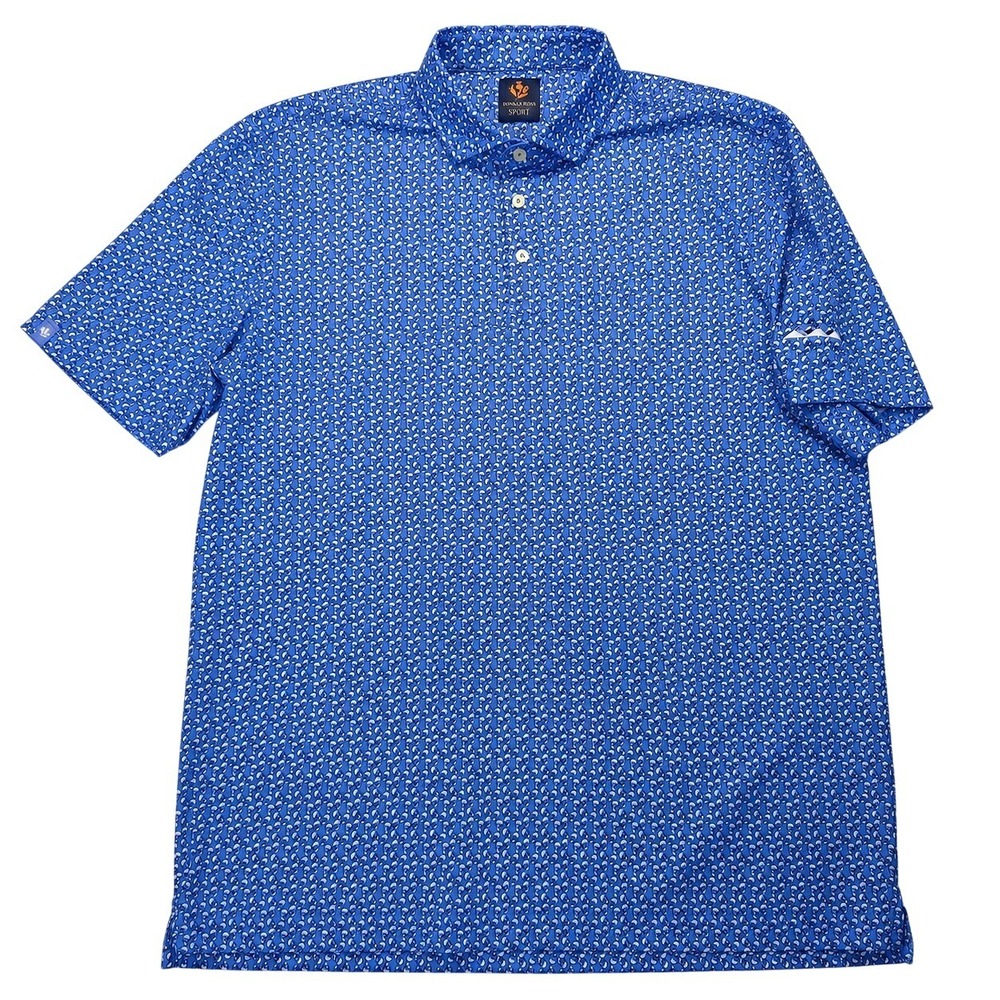 Donald Ross Sport Golf Polo Mens XL Blue Skull AOP Genoa Lakes Short Sleeve